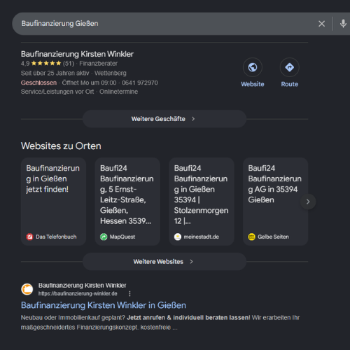 SEO Ergebnis Google